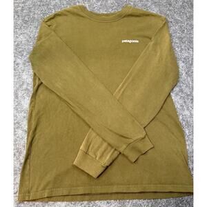 Men's Medium  PATAGONIA Long Sleeve Logo MEDITERRANEAN OLIVE Crew Neck